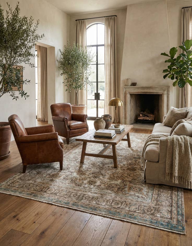 Detail image of 6' 4 x 9' 8 Hand Knotted Ultra Vintage Persian Wool Rug