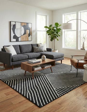 Black Oslo Square Rug