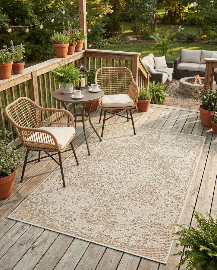 4' 1 x 6' 1 Easy-Clean Traditional Indoor / Outdoor Rug
