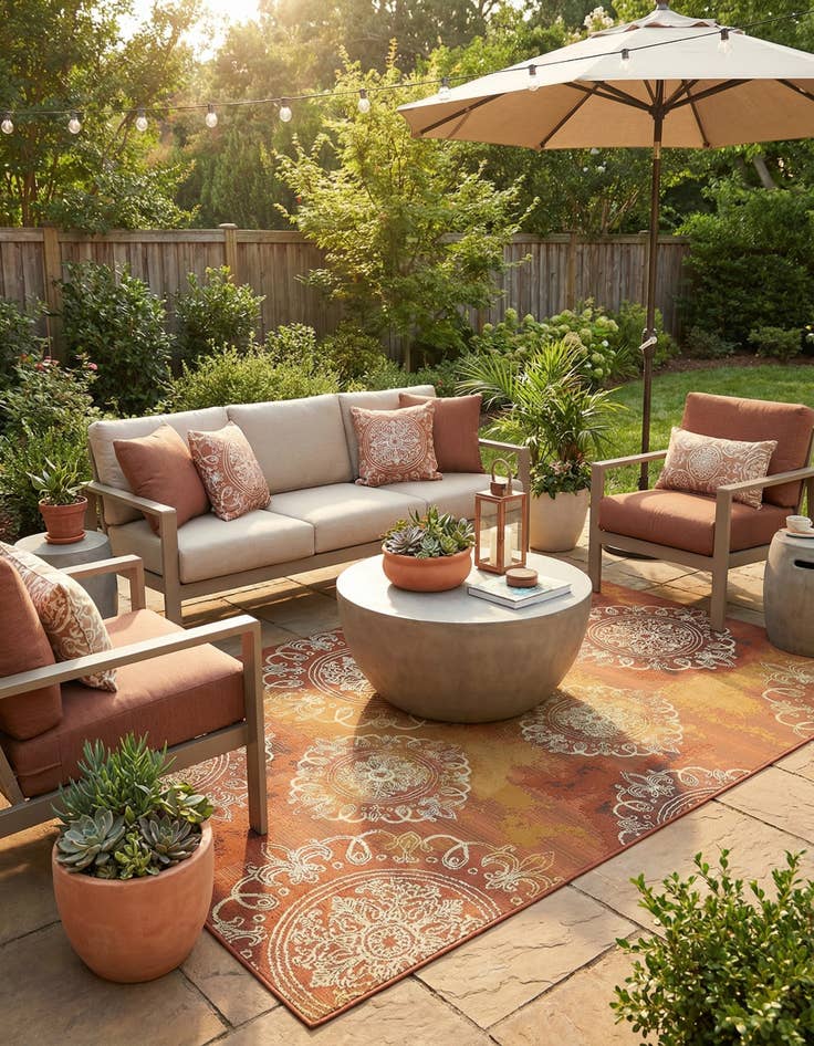 Detail image of 8' x 11' 4  Washable Modern Indoor / Outdoor Rug