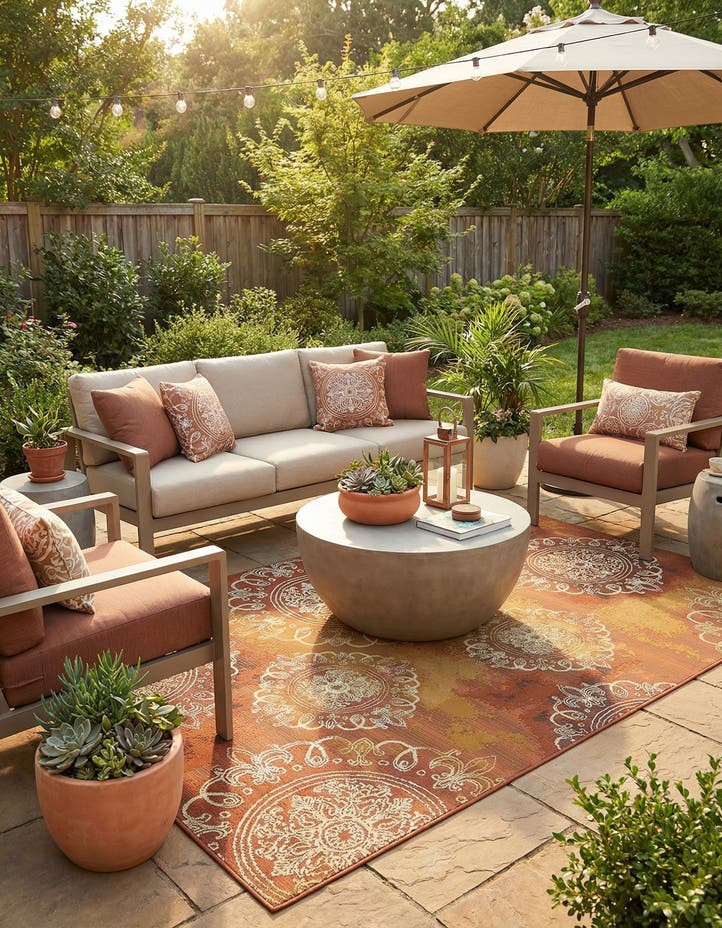 8' x 11' 4 Easy-Clean Modern Indoor / Outdoor...