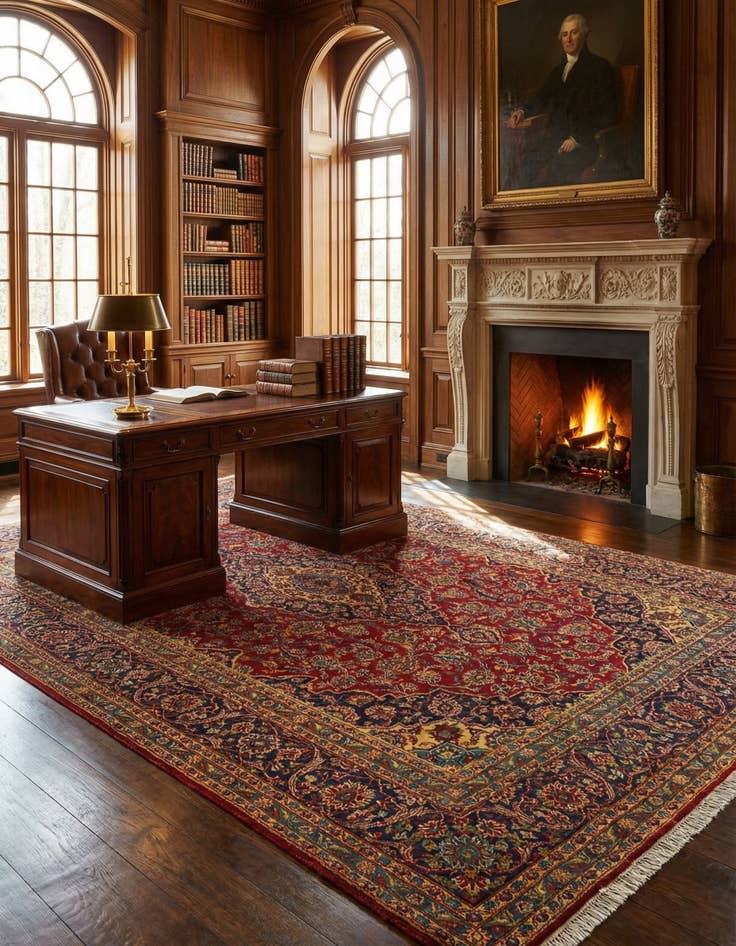 Detail image of 7' 7 x 10' 9 Kashan Wool Rug