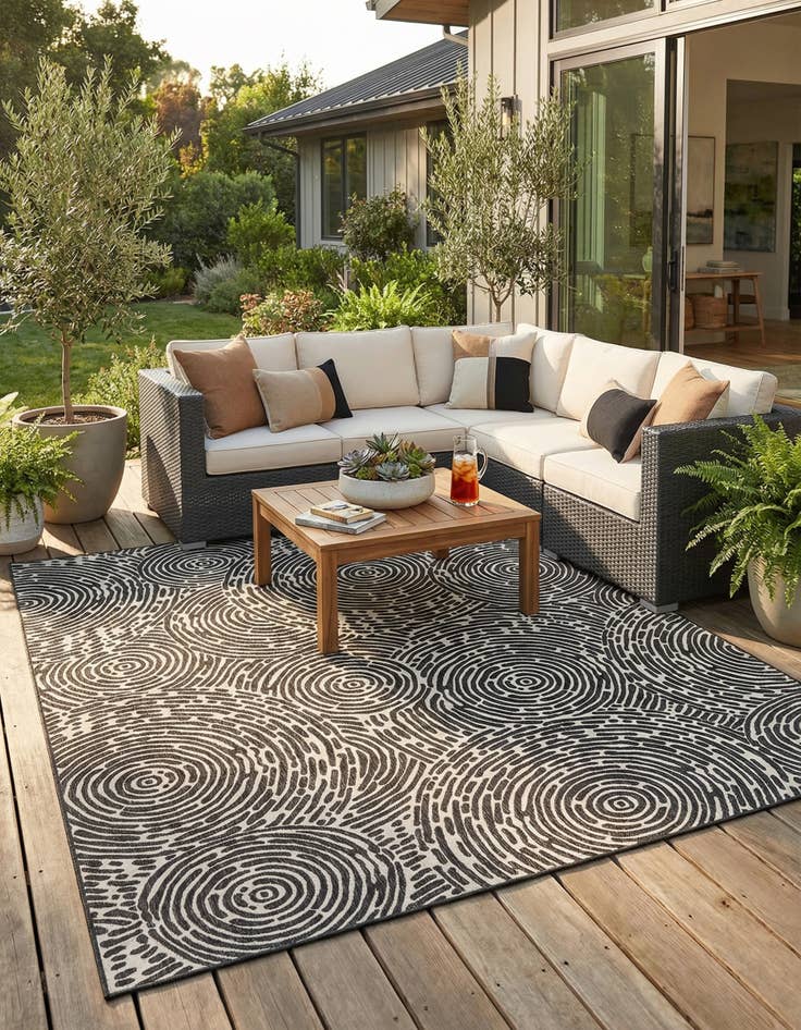 Detail image of 13' x 13'  Washable Modern Indoor / Outdoor Square Rug