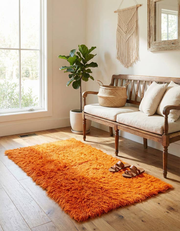 Detail image of 2' 4 x 4' 5  Hand Knotted Moroccan Wool Runner Rug