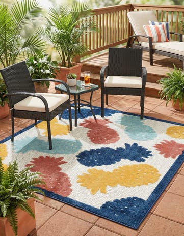 White Easy-Clean Belize Indoor / Outdoor Square Rug