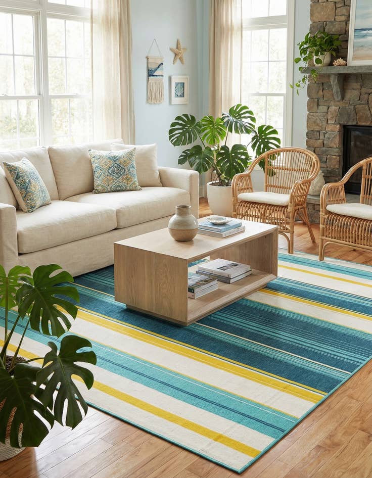 Detail image of 7' 10 x 7' 10 Easy-Clean Border Indoor / Outdoor Square Rug