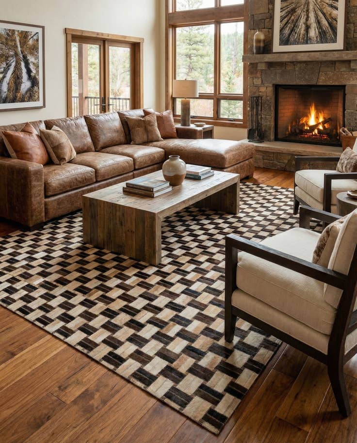 Detail image of 5' x 7' 11 Cowhide - Patchwork Rug