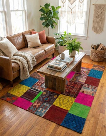 5' 6 x 7' 8 Hand Woven Kilim Patchwork Wool Rug