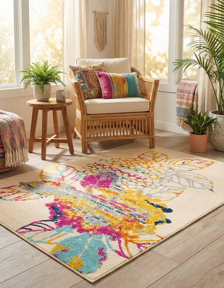 Detail image of 5' 3 x 7' 7  Washable  Indoor / Outdoor Rug