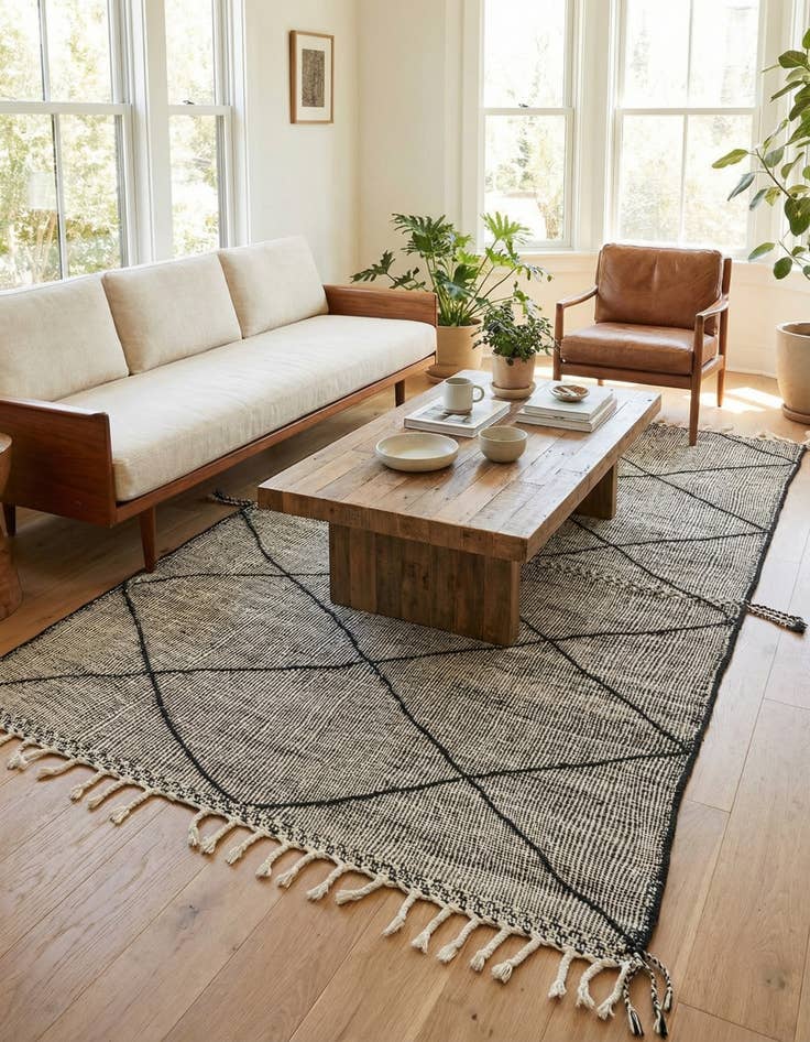 Detail image of 6' x 10'  Hand Knotted Moroccan Wool Rug