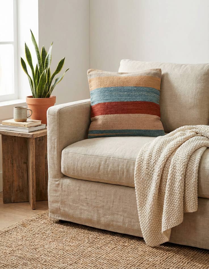 Detail image of  1' 6 x 1' 6  Hand Woven Pillow Wool Square Rug