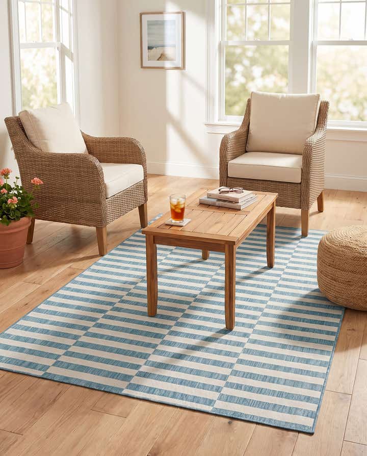 6' x 9' Easy-Clean Ribbon Indoor / Outdoor Rug