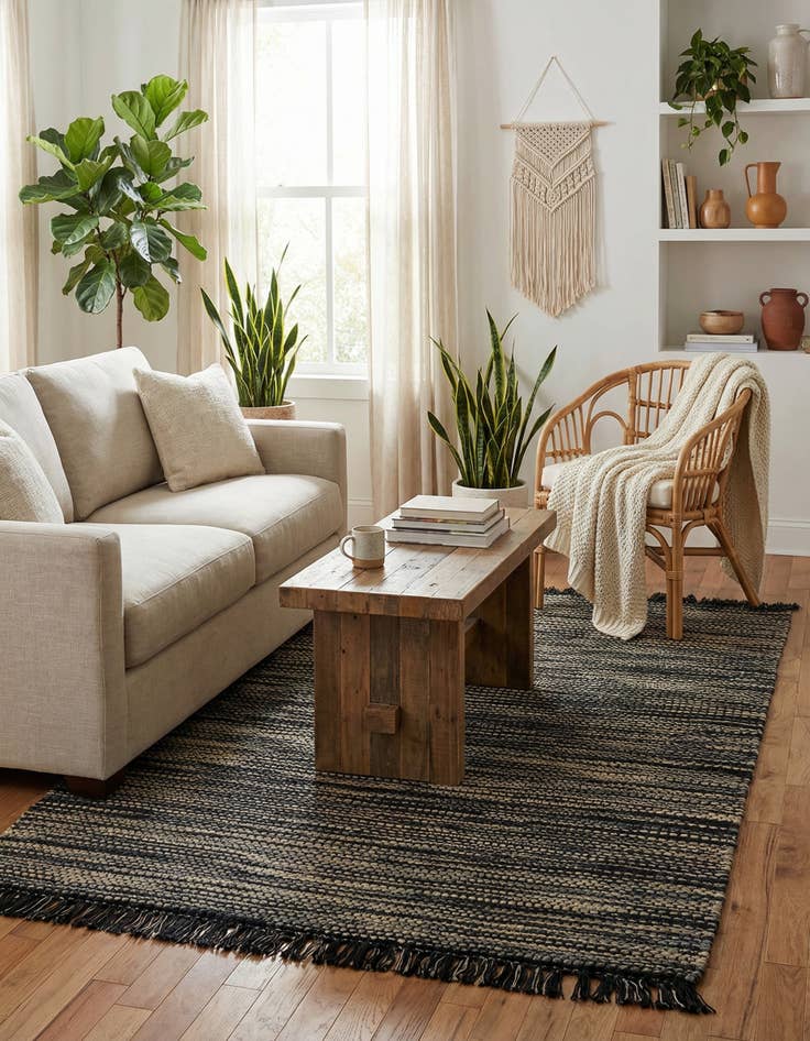 Detail image of  6' 1 x 9'  Hand Woven Chunky Jute Rug