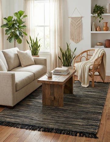 6' 1 x 9' Hand Woven Chunky Jute Rug
