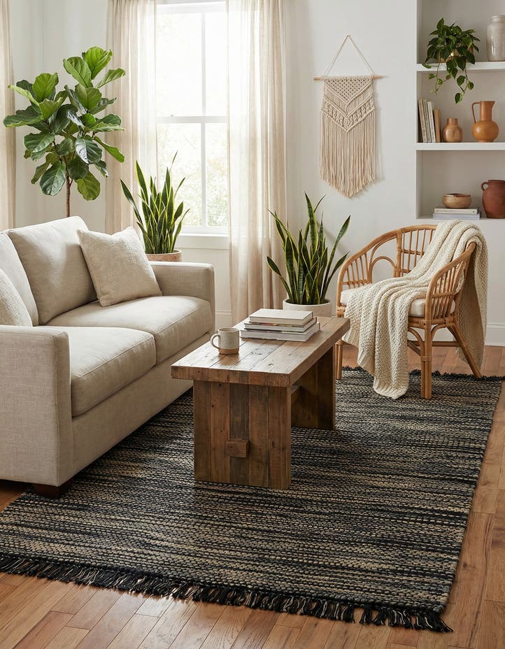 6' 1 x 9' Hand Woven Chunky Jute Rug