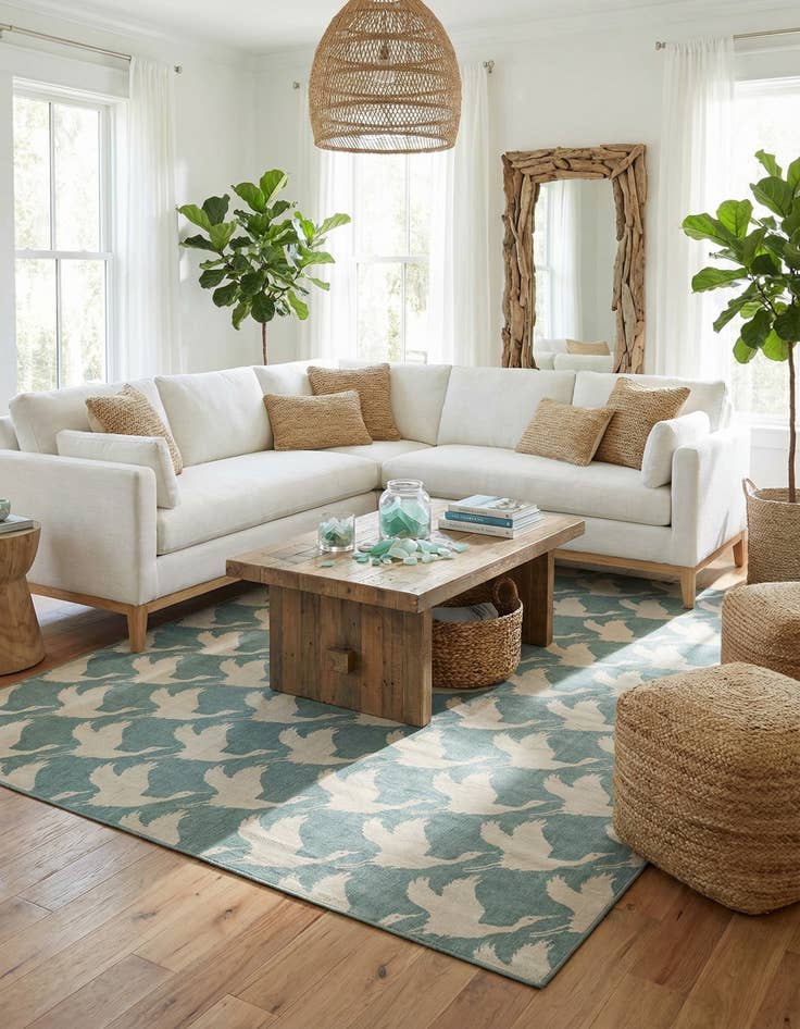 Detail image of  10' x 14'  Washable Coastal Indoor / Outdoor Rug