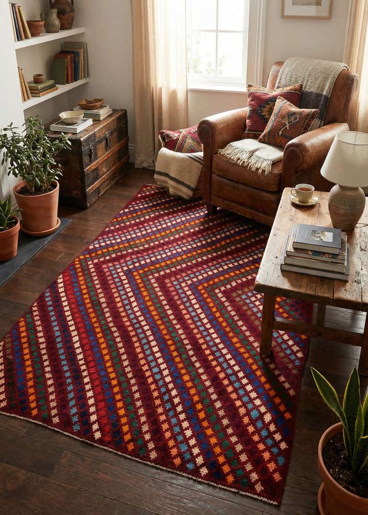 5' 8 x 8' 1 Hand Knotted Balouch Wool Rug