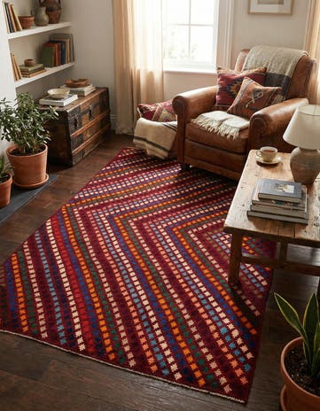 5' 8 x 8' 1 Hand Knotted Balouch Wool Rug