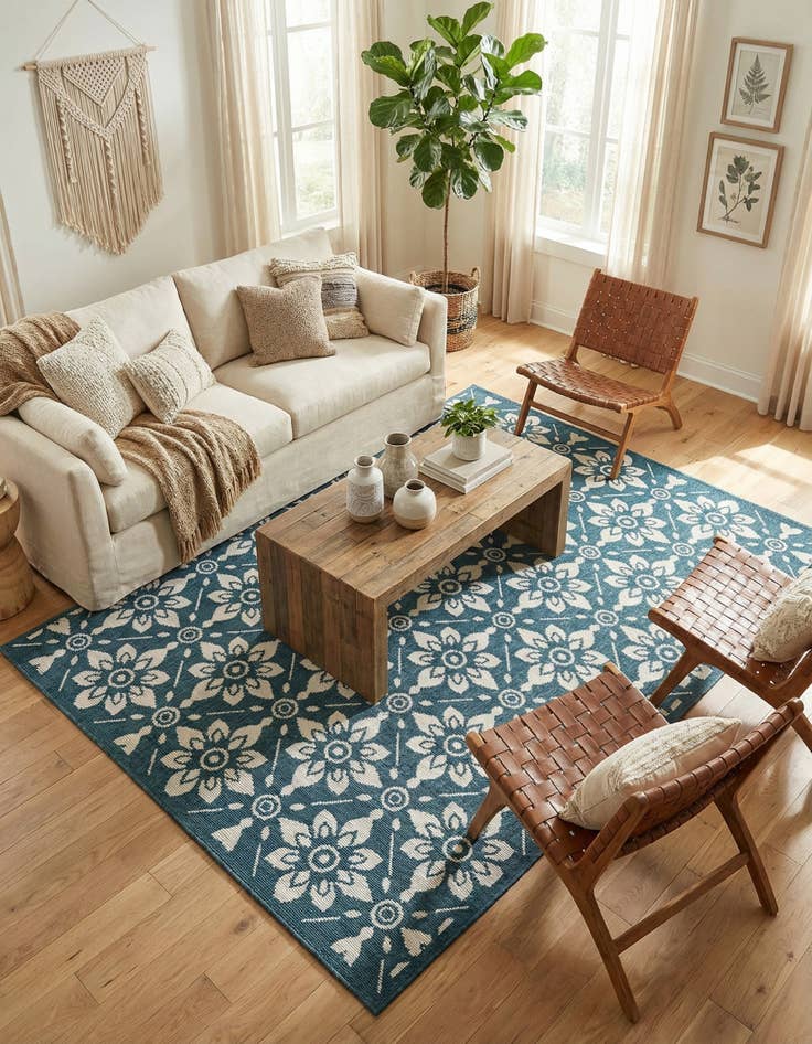 Detail image of  6' x 9'  Washable Lattice Indoor / Outdoor Rug