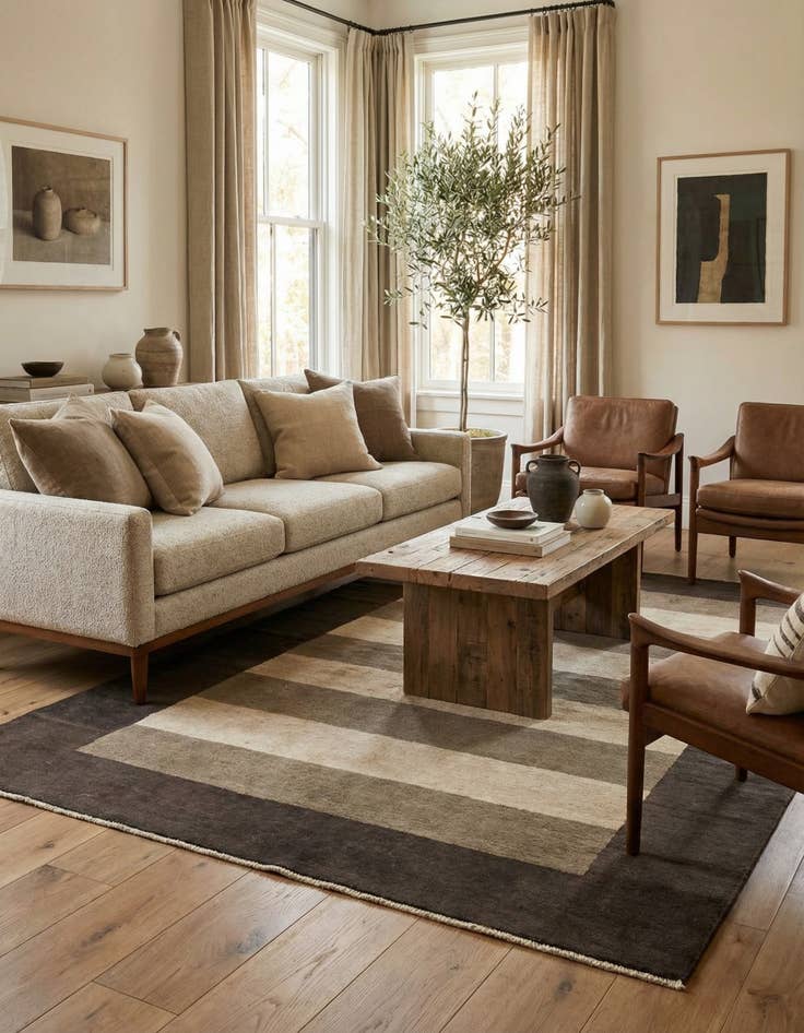 Detail image of 4' x 5' 9  Hand Knotted Modern Ziegler Oriental Rug