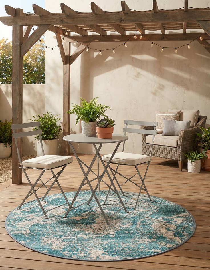 Detail image of 3' x 3'  Washable Modern Indoor / Outdoor Round Rug