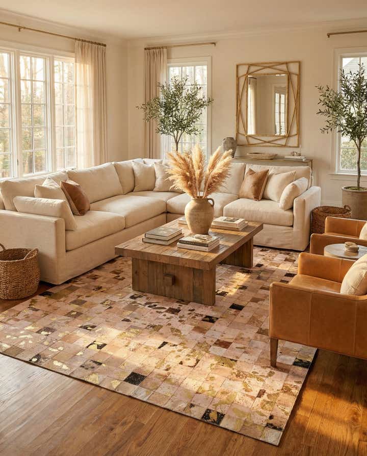 5' 3 x 8' Cowhide - Patchwork Rug