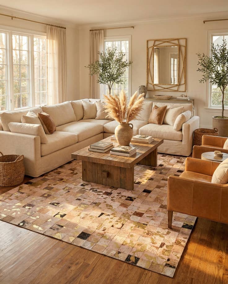 Detail image of 5' 3 x 8' Cowhide - Patchwork Rug