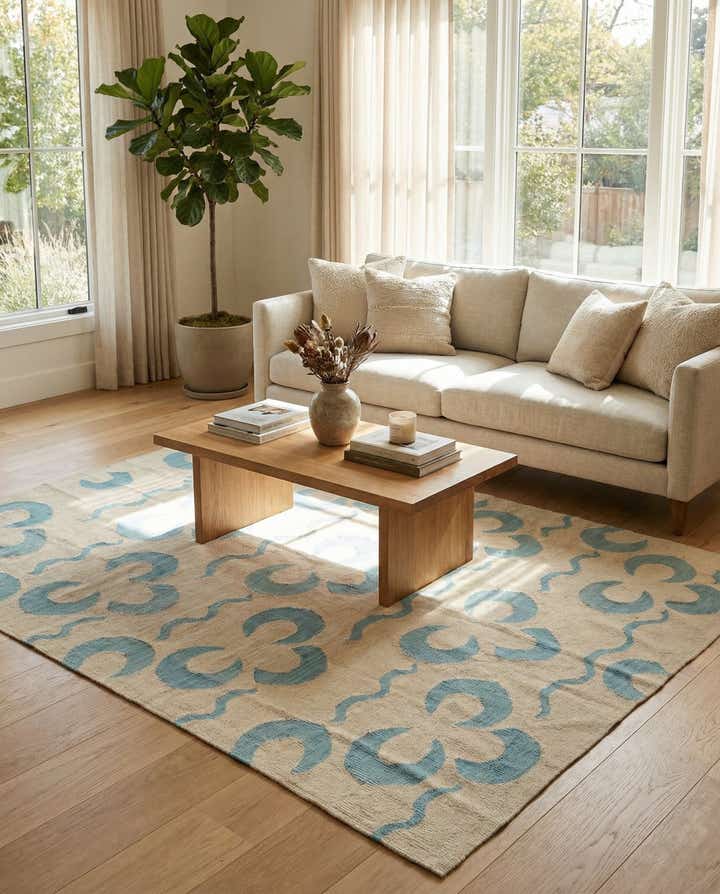 5' 2 x 6' 5 Hand Woven Kilim Modern Wool Rug