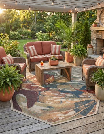 Easy-Clean Baja Indoor / Outdoor Octagon Rug