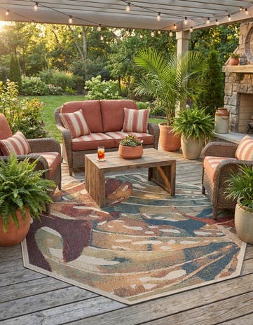 Easy-Clean Baja Indoor / Outdoor Octagon Rug
