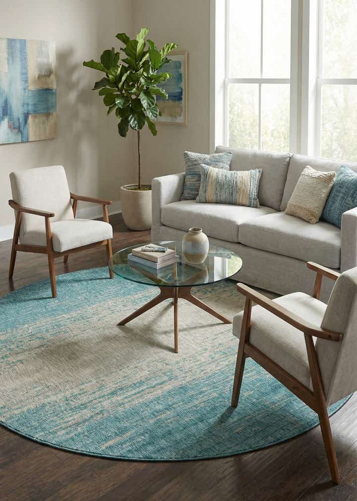10' 8 x 10' 8 Easy-Clean Modern Indoor / Outdoor Round Rug