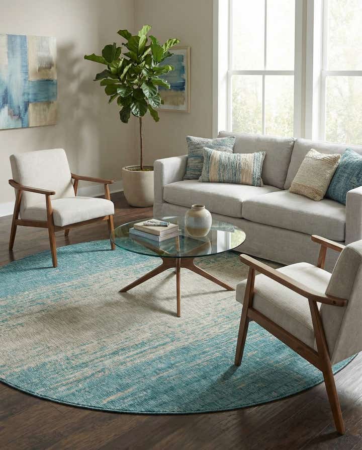 10' 8 x 10' 8 Easy-Clean Modern Indoor / Outdoor Round Rug