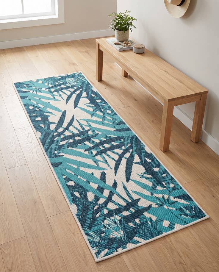 Detail image of 2' x 5' Easy-Clean Botanical Indoor / Outdoor Runner Rug
