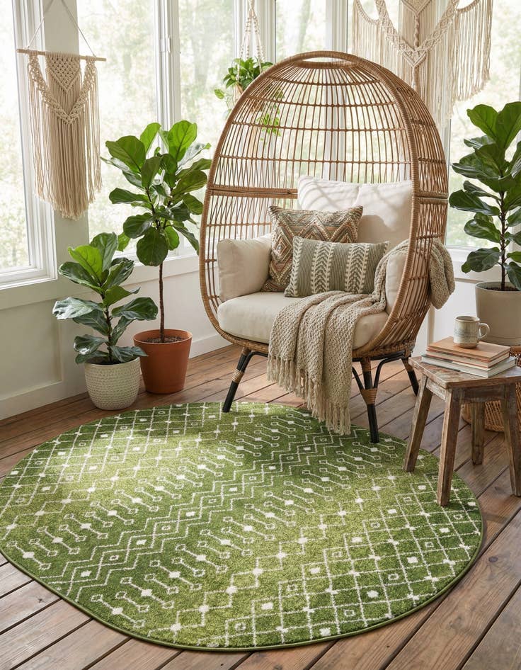 Detail image of  7' 10 x 10' Moroccan Trellis Oval Rug