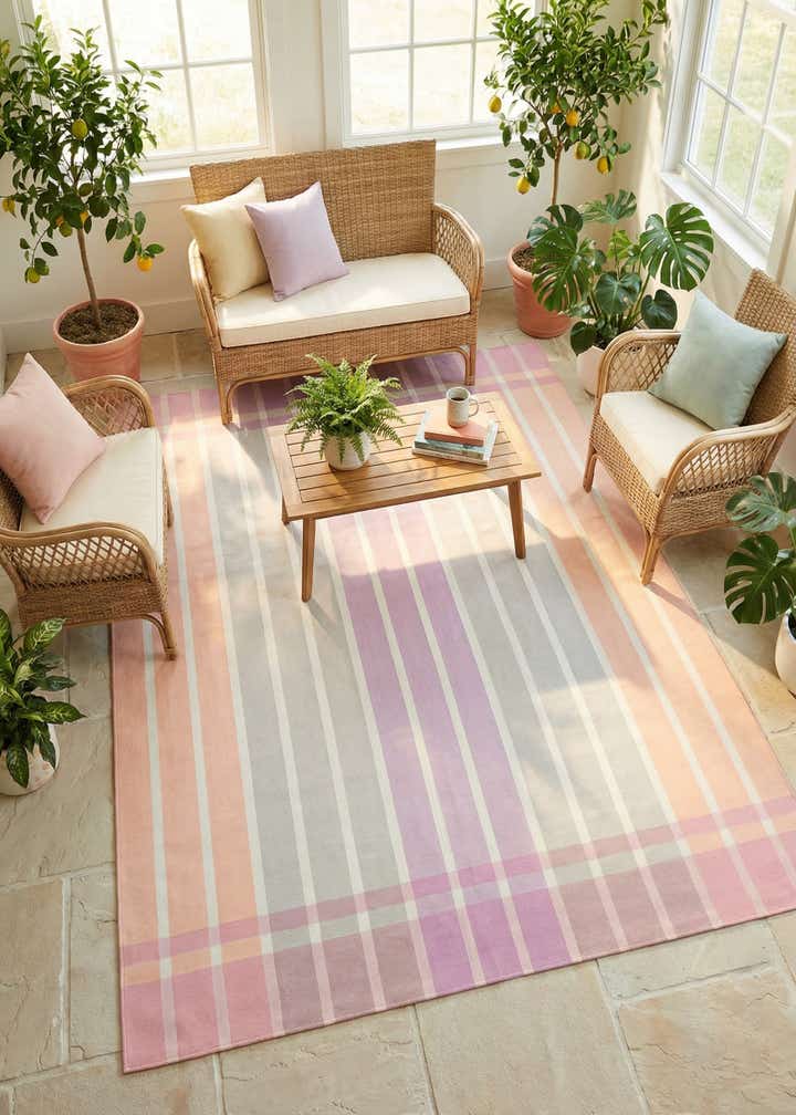 7' 10 x 10' Easy-Clean Striped Indoor / Outdoor Rug