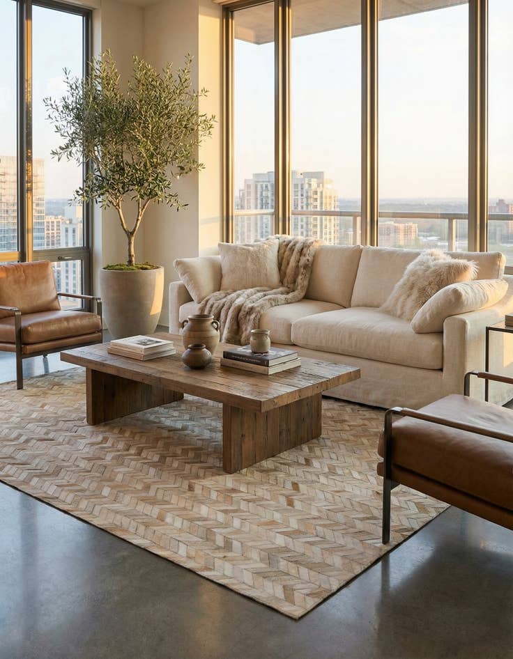 Detail image of 5' 1 x 8' Cowhide Stocks Rug