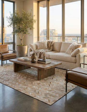 5' 1 x 8' Cowhide Stocks Rug