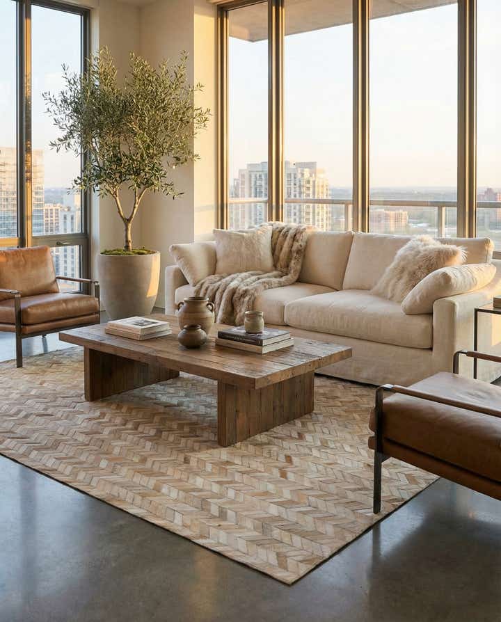 5' 1 x 8' Cowhide Stocks Rug