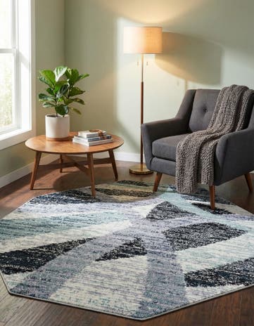 Gray and Ivory Tucson Octagon Rug