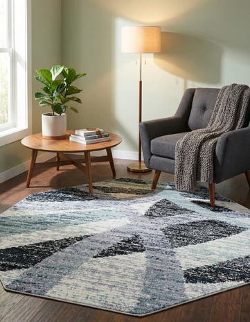 Gray and Ivory Tucson Octagon Rug