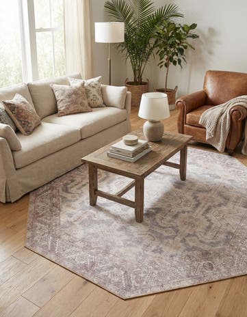 7' 6 x 7' 6 Washable Timeless Octagon Rug