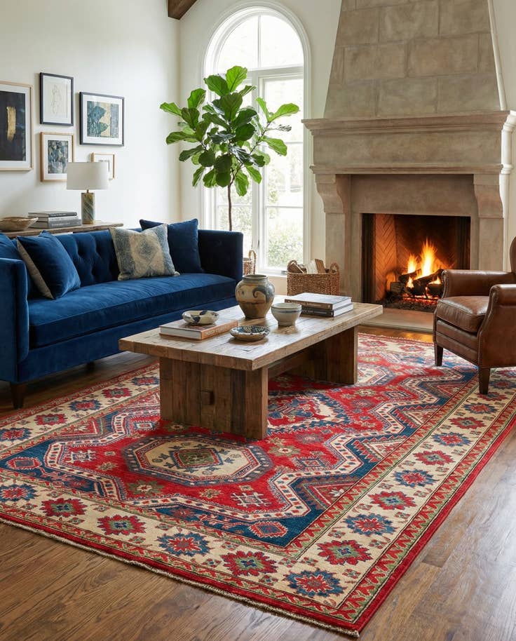 Detail image of 6' 6 x 9' 9 Hand Knotted Kazak Rug