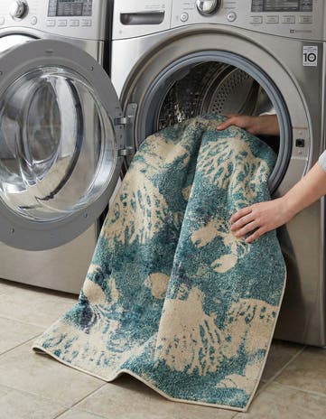 Light Blue Washable Amalfi Square Rug