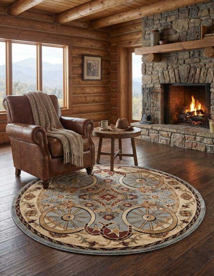 Detail image of  5' 3 x 5' 3 Pioneer Round Rug