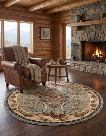 Blue Pioneer Round Rug