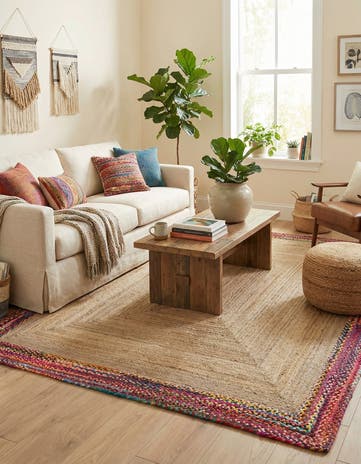 9' x 12' 2 Handmade Braided Jute Rug