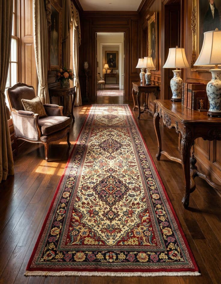 Detail image of  2' 9 x 6' 6  Hand Knotted Qom Persian Runner Rug