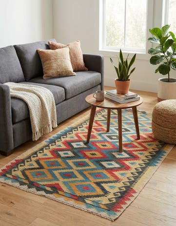 3' 5 x 6' 4 Hand Woven Kilim Maymana Wool Rug