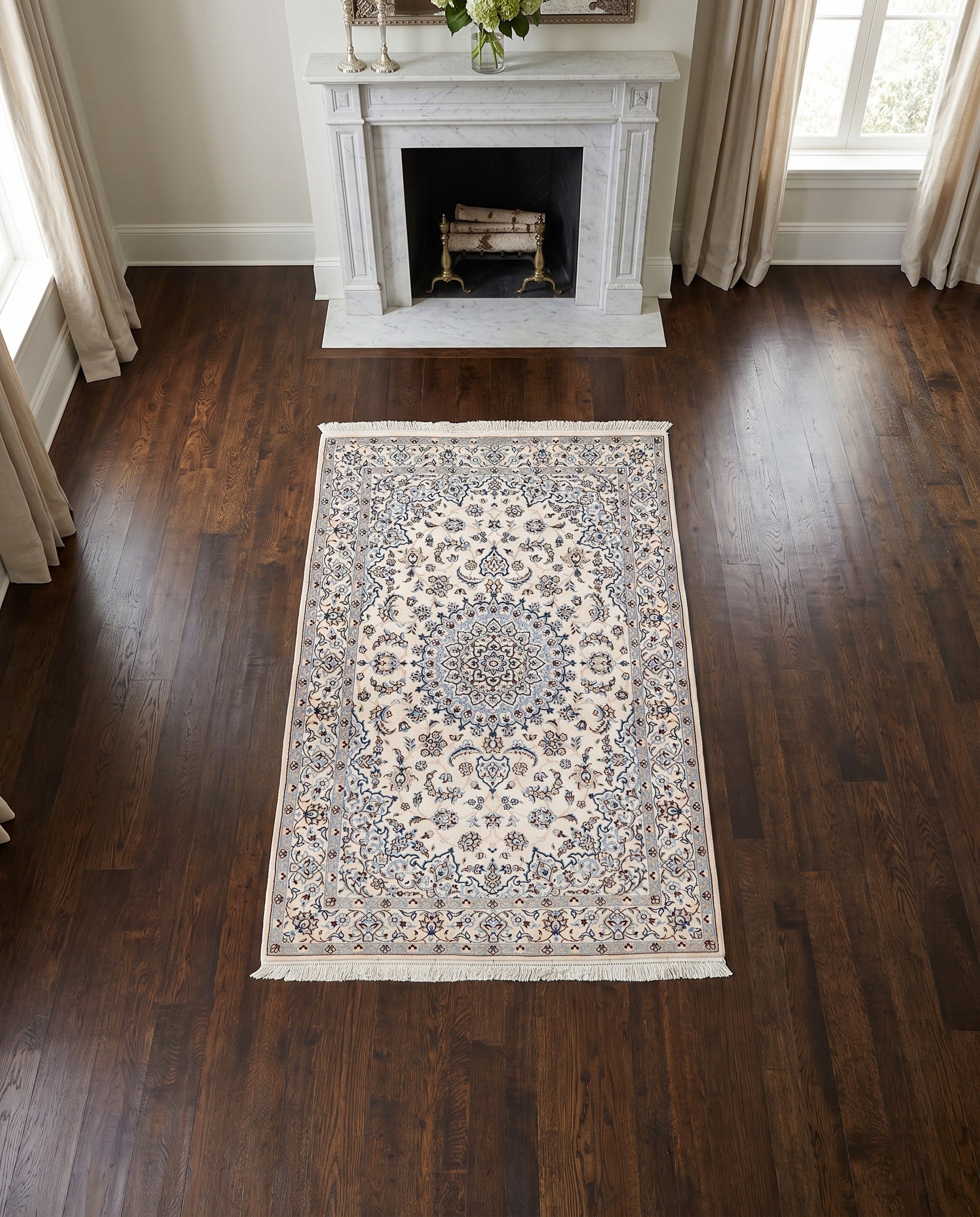 3' 4 x 5' 3 Hand Knotted Nain Persian Rug