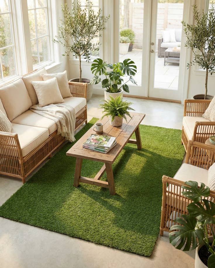 Detail image of 5' x 8' Easy-Clean Grass Indoor / Outdoor Rug